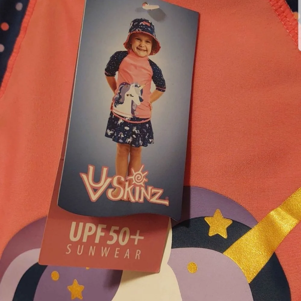UV Skinz nwt Girl's 3PC Swim Suit, UPV 50+, New, Unicorn 2t